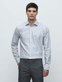 Selected - White Striped Formal Full Sleeves Shirt