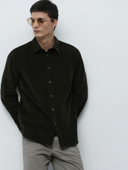 Selected - Green Corduroy Full Sleeves Shirt