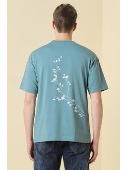 Allen Solly - Men Light Blue Floral Printed Crew Neck T-Shirt