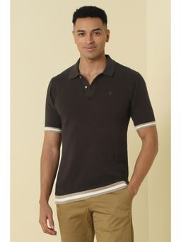 Allen Solly - Men Brown Textured Polo T-Shirt