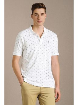 Louis Philippe - Men White Printed Polo T-Shirt