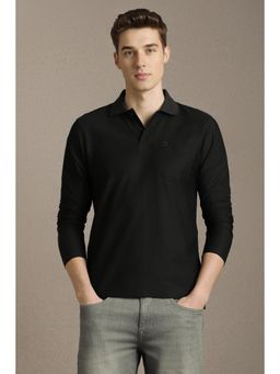 Louis Philippe - Men Black Textured Polo T-Shirt