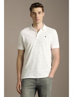 Louis Philippe - Men White Printed Polo T-Shirt
