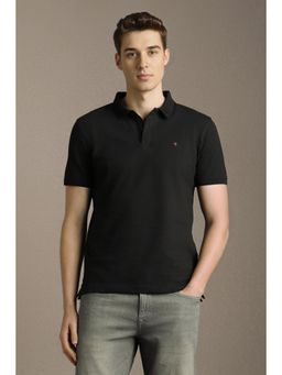 Louis Philippe - Men Black Textured Polo T-Shirt