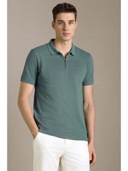 Louis Philippe - Men Green Textured Polo T-Shirt