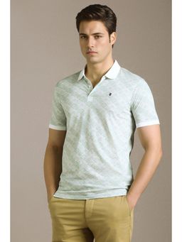 Louis Philippe - Men Green Floral Printed Polo T-Shirt