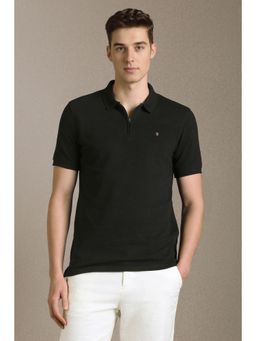 Louis Philippe - Men Black Textured Polo T-Shirt