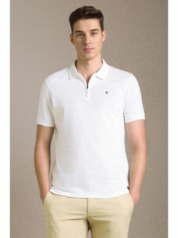 Louis Philippe - Men White Textured Polo T-Shirt