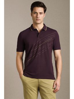 Louis Philippe - Men Purple Printed Polo T-Shirt