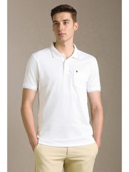 Louis Philippe - Men White Textured Polo T-Shirt