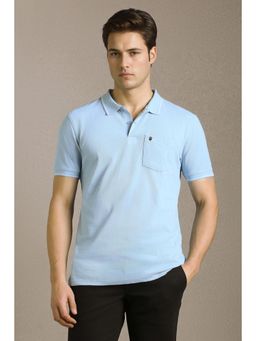 Louis Philippe - Men Light Blue Solid Polo T-Shirt