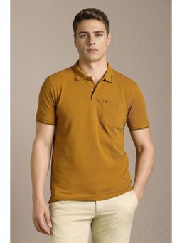 Louis Philippe - Men Brown Textured Polo T-Shirt