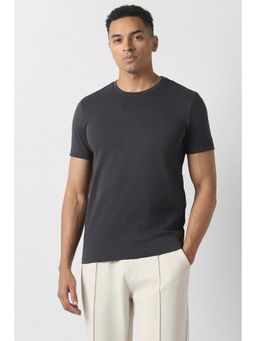 Van Heusen - Men Grey Solid Crew Neck T-Shirt