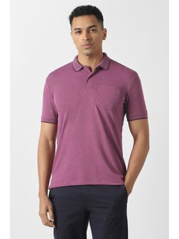 Van Heusen - Men Purple Textured Polo T-Shirt