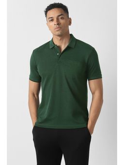 Van Heusen - Men Green Solid Polo T-Shirt