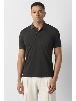Van Heusen - Men Charcoal Solid Polo T-Shirt