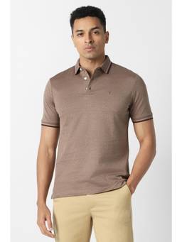 Van Heusen - Men Beige Printed Polo T-Shirt