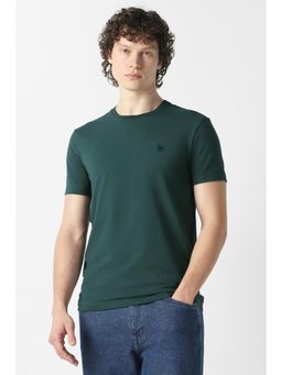 Van Heusen - Men Green Solid Crew Neck T-Shirt