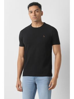 Van Heusen - Men Black Solid Crew Neck T-Shirt