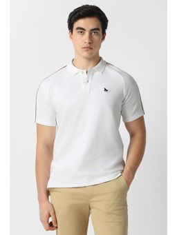 Van Heusen - Men White Textured Polo T-Shirt