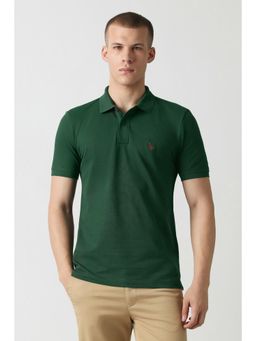 Van Heusen - Men Green Solid Polo T-Shirt