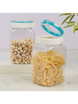 HomeTown - Flexo BPA Free Easy Lock Square Container 1.4LTR Set of 2 in Transparent Colour
