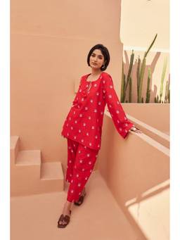 Gulabo Jaipur - Kewa Red Kurti With Pant