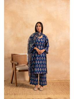 Gulabo Jaipur - Khushi Blue Straight Kurta With Pant And Dupatta