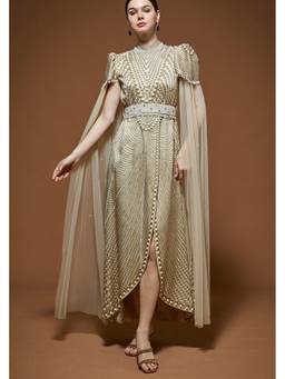 Nirraamyaa - Gold Embroidery Kaftan Midi Dress
