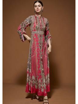 Nirraamyaa - Red Printed Ethnic Gown
