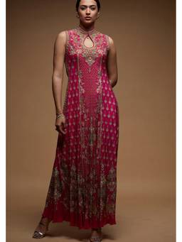 Nirraamyaa - Red Columbian Embroidery Gown