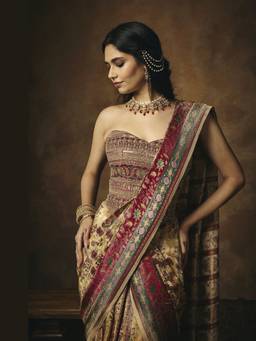 Saanjh by Lea - Vasundhara Burgundy Embroidered Corset Blouse