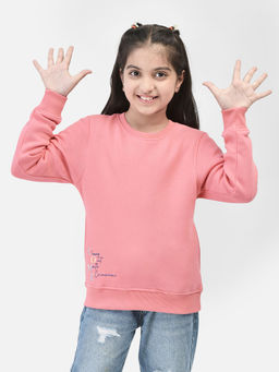 CRIMSOUNE CLUB - Girls Pink Embroidered Sweatshirt