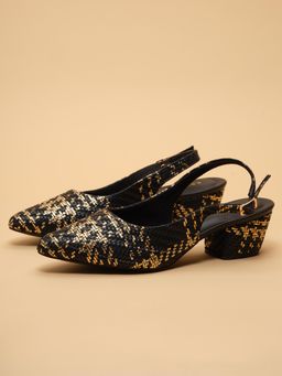 ERIDANI - Astris Black Textured Sandal Heels