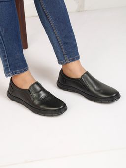Teakwood - Men Black Leather Loafers