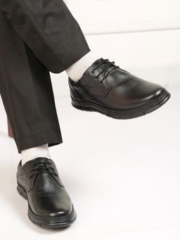 Teakwood - Men Black Leather Derbies