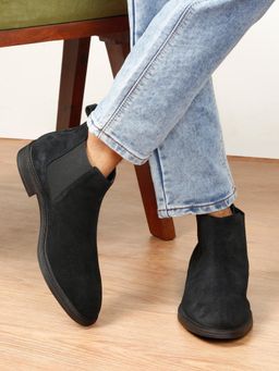 Teakwood - Men Black Suede Leather Chelsea Boots