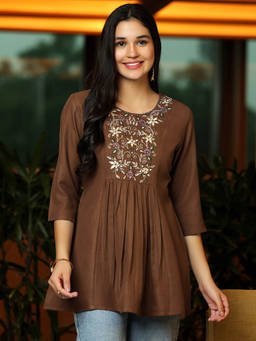 Libas - Brown Floral Tunic