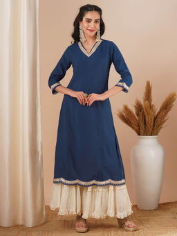 FASHOR - Blue Solid Kurta