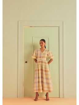 Sage By Mala - Galatea Yellow Midi Dress With Belt
