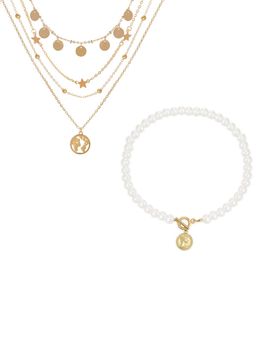 Jewels Galaxy - Jewellery For Women Gold-Plated Layered Necklace (Set of 2)