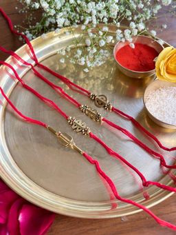 Studio Anviksha - Pink Brass Bead Rakhi