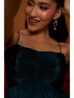 BaalaJewels - Blue Natrual Light Blue Stone Flower Earrings