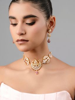 BaalaJewels - White Bano Mop Choker and Earring Set