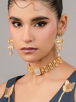 BaalaJewels - White Artisan Mop Choker and Earring Set
