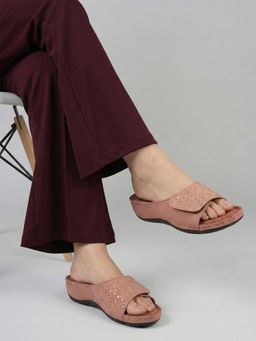 DENILL - Women Open-Toe Slip-On Pink Sandals