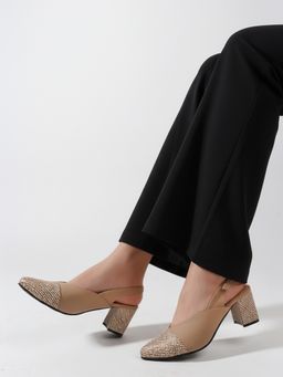 DENILL - Women Beige Slingback Heels