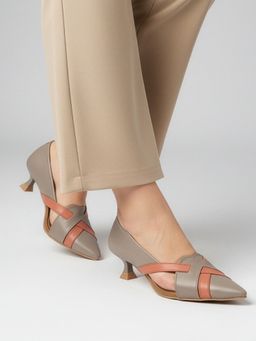 DENILL - Women Grey Pointed-Toe Heels