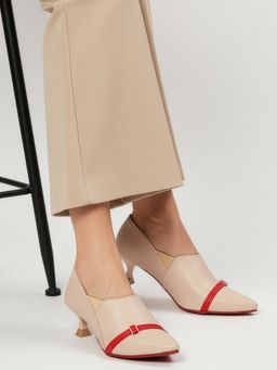 DENILL - Women Cream Pointed Toe Pumps