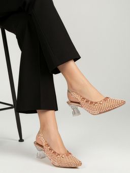 DENILL - Women Copper Slingback Pointed Toe Heels